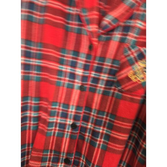 Ralph Lauren Womens Red Plaid Crest Christmas Pajama Pjs Set Top Pants Sz L - Picture 5 of 12